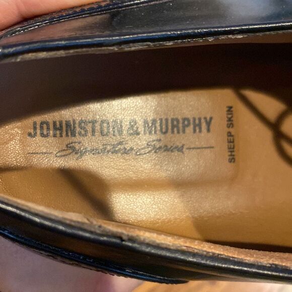 Johnston & Murphy Men’s Brinley Black Sheepskin Leather Sz 12M Cap Toe - Picture 8 of 9